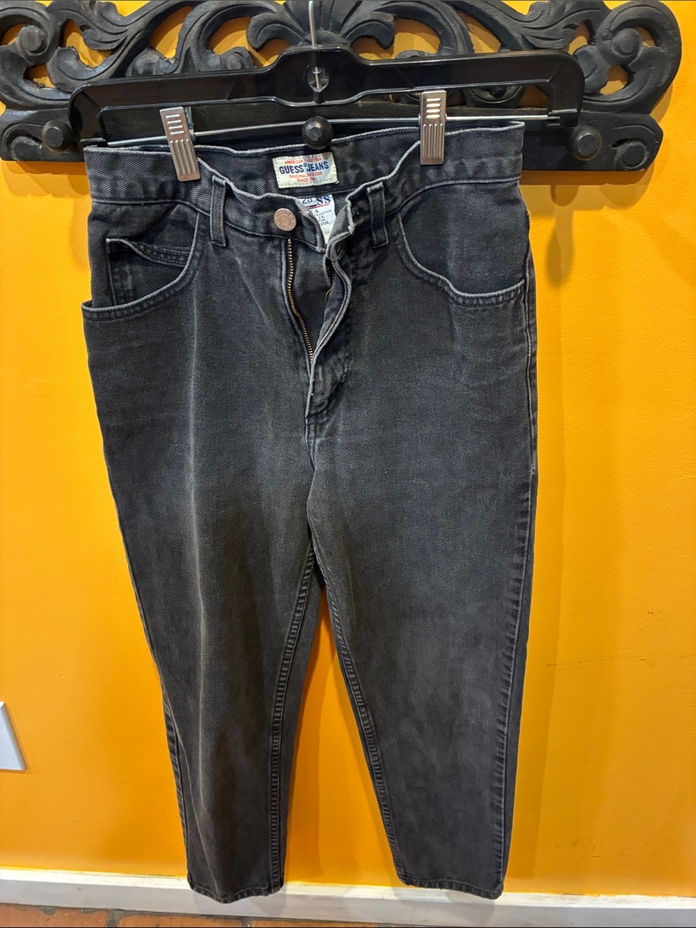 Guess High-Rise Washed Black Mom Jeans